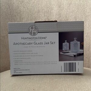 Huntington Home Apothecary Glass Jar Set New!